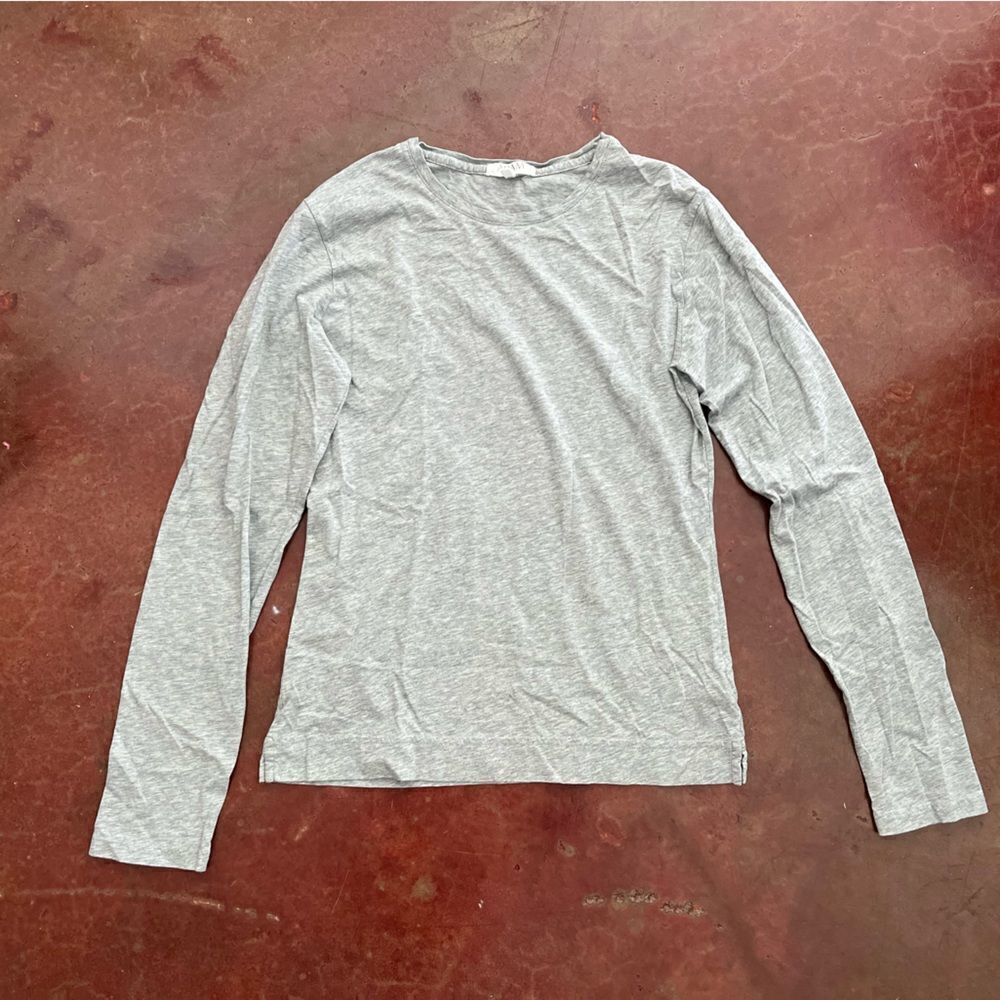 Adam Lippes Long Sleeve Tshirt, Gray, Size S